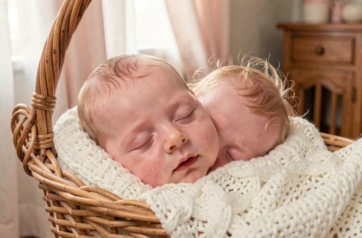 Bébé reborn fille très réaliste dans un berceau en osier avec couverture tricotée blanche