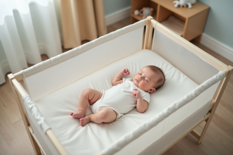 Bébé endormi paisiblement dans un berceau moderne